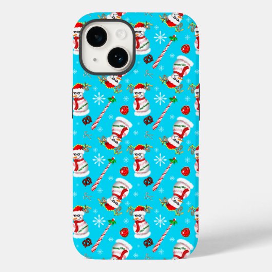 Honkbal Sneeuwman Kerst Viering Patroon Case-Mate iPhone Case (Achterkant)