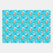 Honkbal Sneeuwman Kerst Viering Patroon Inpakpapier Vel (Voorkant 3)