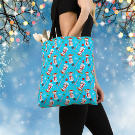 Honkbal Sneeuwman Kerst Viering Patroon Tote Bag