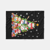 Honkbal Sneeuwman Kerstboom Pitchers Catchers Fleece Deken (Voorkant (Horizontaal))