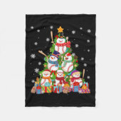 Honkbal Sneeuwman Kerstboom Pitchers Catchers Fleece Deken (Voorkant)