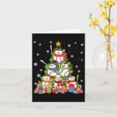 Honkbal Sneeuwman Kerstboom Pitchers Catchers Kaart (Gele Bloem)