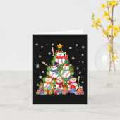 Honkbal Sneeuwman Kerstboom Pitchers Catchers Kaart (Gele Bloem)