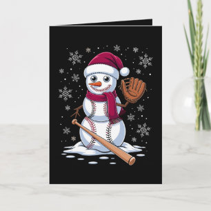 Honkbal Sneeuwman Kerstman Hoed Handschoen Knuppel Kaart
