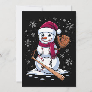 Honkbal Sneeuwman Kerstman Hoed Handschoen Slaghou Kaart