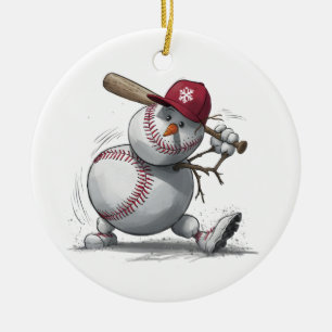Honkbal Sneeuwman Kerstman Sneeuwkerstman Keramisch Ornament