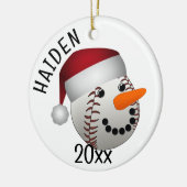 Honkbal Sneeuwman Kerstmis Keramisch Ornament (Links)