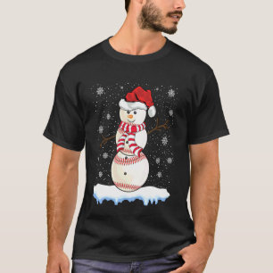 Honkbal Sneeuwman Kostuum Grappige Honkbalspeler K T-shirt