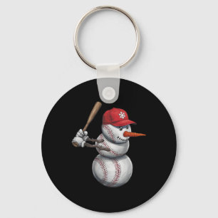 Honkbal Sneeuwman Sneeuw Kerst Xmas Mannen Vrouwen Sleutelhanger