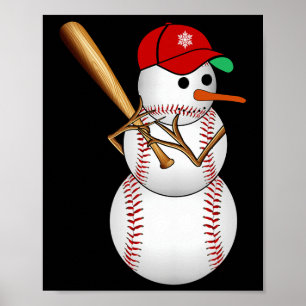 Honkbal Sneeuwman Sneeuw Kerstmis Kerstcadeaus Man Poster