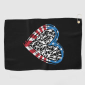 Honkbal Softbal - Amerikaans Vlag Hart Golfhanddoek (Horizontaal)