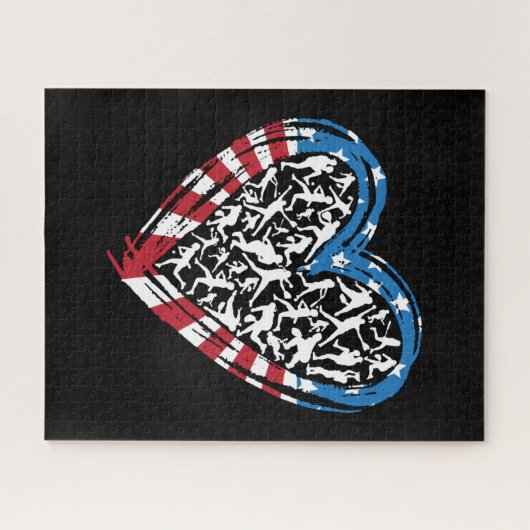 Honkbal Softbal - Amerikaans Vlag Hart Legpuzzel (Horizontaal)