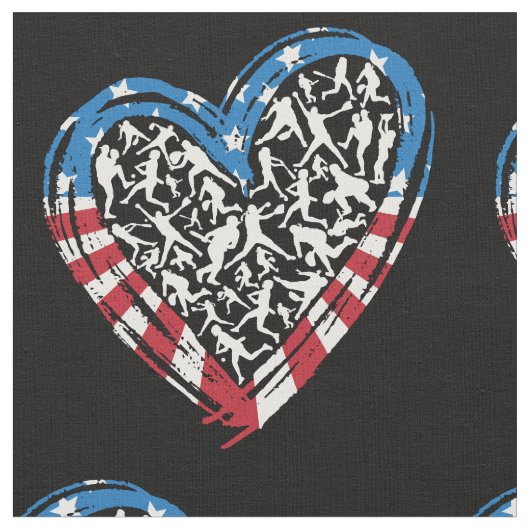 Honkbal Softbal - Amerikaans Vlag Hart Stof (Close Up)