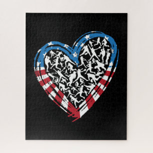 Honkbal Softbal - Amerikaanse vlag hart Legpuzzel