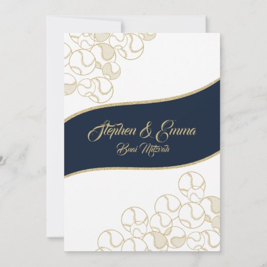 Honkbal Softbal Bani Mitswa goud en blauw Kaart (Achterkant)