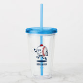 Honkbal Softbal Cartoon Run gepersonaliseerde naam Acryl Drinkbeker (Voorkant)