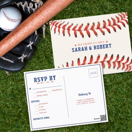 Honkbal Softbal De Perfecte Vangst Bruiloft RSVP Briefkaart