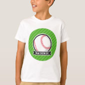 Honkbal, softbal; groene strepen t-shirt (Voorkant)