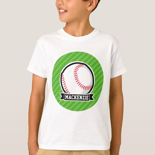Honkbal, softbal; groene strepen t-shirt (Voorkant)