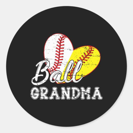 Honkbal Softbal Hij Oma Moederdag Ronde Sticker (Voorkant)