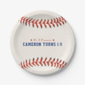 Honkbal Softbal Sport 1e Verjaardagsfeest Papieren Bordje (Voorkant)