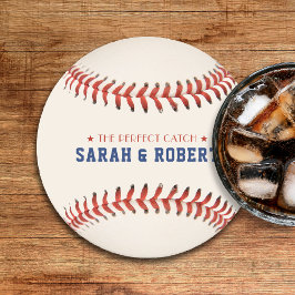 Honkbal Softbal Sport De Perfecte Vangst Bruiloft Ronde Kartonnen Onderzetter