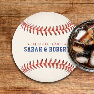 Honkbal Softbal Sport De Perfecte Vangst Bruiloft Ronde Kartonnen Onderzetter