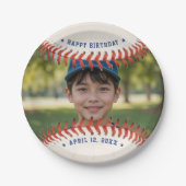 Honkbal Softbal Sport Foto Happy Birthday Party Papieren Bordje (Voorkant)