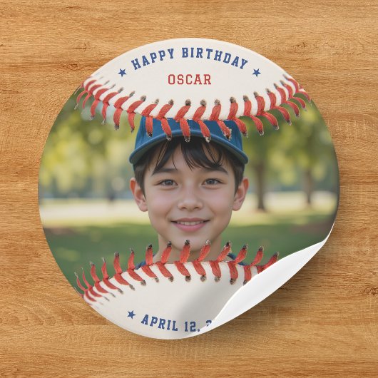 Honkbal Softbal Sport Foto Happy Birthday Party Ronde Sticker