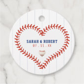 Honkbal Softbal Sport Hart Pinstripe Bruiloft Bedankjes Labels (Voorkant)