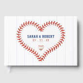 Honkbal Softbal Sport Hart Pinstripe Bruiloft Gastenboek (Voorkant)