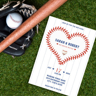 Honkbal Softbal Sport Hart Pinstripe Bruiloft Kaart