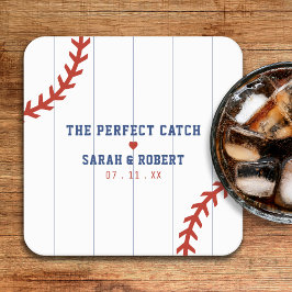 Honkbal Softbal Sport Hart Pinstripe Bruiloft Kartonnen Onderzetters