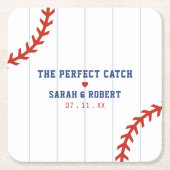 Honkbal Softbal Sport Hart Pinstripe Bruiloft Kartonnen Onderzetters (Voorkant)