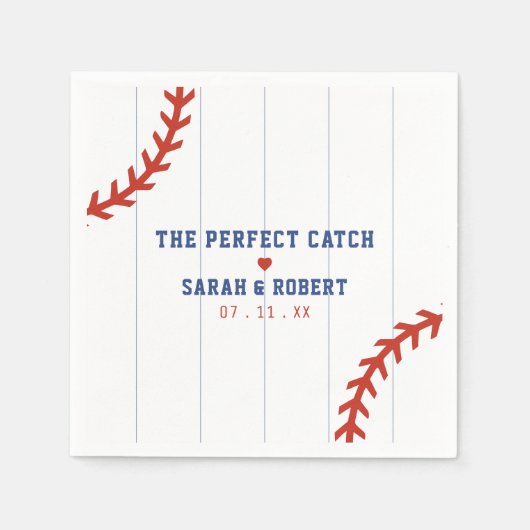 Honkbal Softbal Sport Hart Pinstripe Bruiloft Servet (Voorkant)