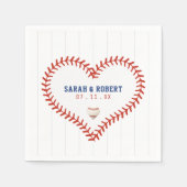 Honkbal Softbal Sport Hart Pinstripe Bruiloft Servet (Voorkant)