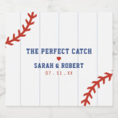 Honkbal Softbal Sport Hart Pinstripe Bruiloft Sparkling Wijnetiket (Enkel label)