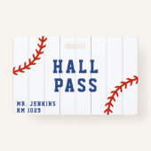 Honkbal Softbal Sport Pinstripe School Hall Pass Badge (Voorkant)