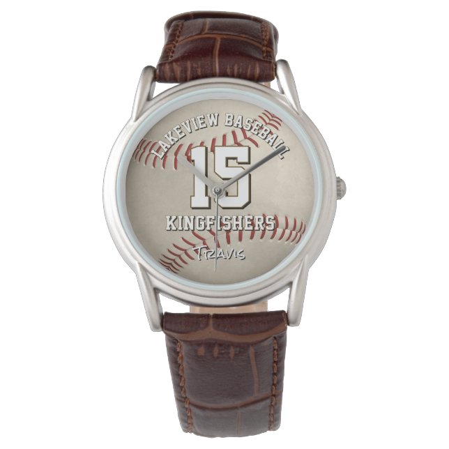 Honkbal / softbal teamnaam gepersonaliseerd horloge (Voorkant)