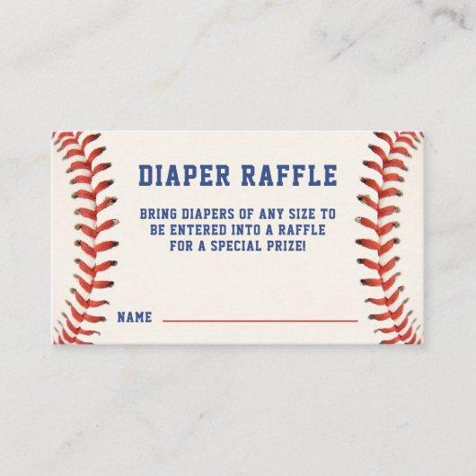 Honkbal Softball Luier Raffle Baby shower Informatiekaartje (Voorkant)