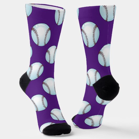 Honkbal Sokken in Team Kleuren Paarse (Gebogen)