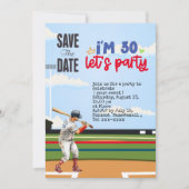 Honkbal sparen de datum 30e Verjaardagsfeestje Kaart (Voorkant)