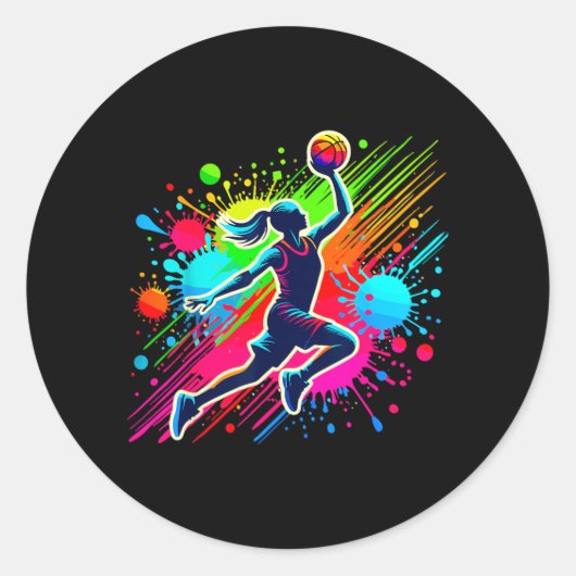 Honkbal speelster meisje ronde sticker (Voorkant)