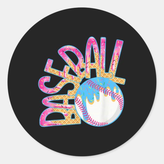 Honkbal Spel Dag Drip Ice Cream Drip Jeugd Jongens Ronde Sticker (Voorkant)