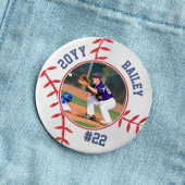 Honkbal Speld Naam Rugnummer Jaar Foto Knop Ronde Button 7,6 Cm