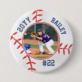 Honkbal Speld Naam Rugnummer Jaar Foto Knop Ronde Button 7,6 Cm (Voorkant)
