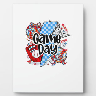 Honkbal Speldag Retro Tis Het Seizoen Geruit Fotoplaat