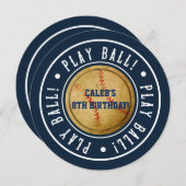 Honkbal SPELEN BALL Blue Party Invitation Kaart (Voorkant / Achterkant)