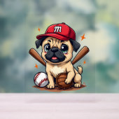 Honkbal Speler Coach Pug Hondenliefhebber Pug Mam Acryl Bord (Neutraal)