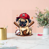 Honkbal Speler Coach Pug Hondenliefhebber Pug Mam Acryl Bord (Huwelijk)